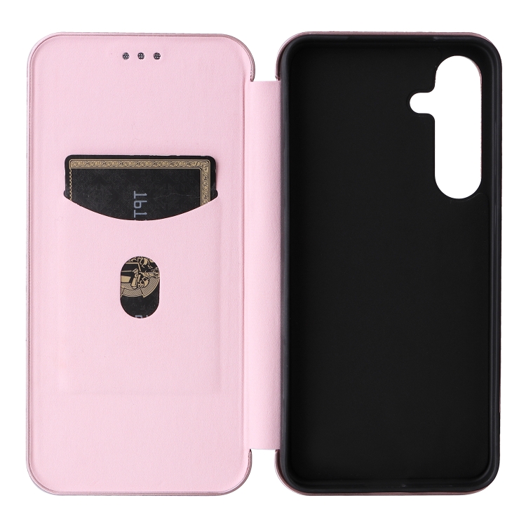 For Samsung Galaxy S25 5G Carbon Fiber Texture Flip Leather Phone Case(Pink) For Samsung Galaxy S25 5G Carbon Fiber Texture Flip Leather Phone Case(Pink)