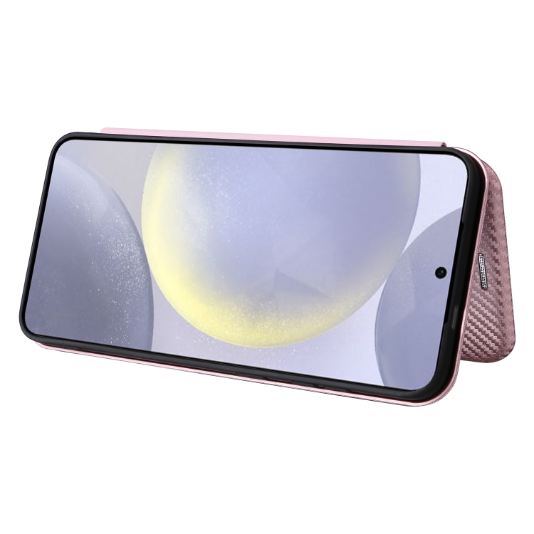 For Samsung Galaxy S25 5G Carbon Fiber Texture Flip Leather Phone Case(Pink) For Samsung Galaxy S25 5G Carbon Fiber Texture Flip Leather Phone Case(Pink)
