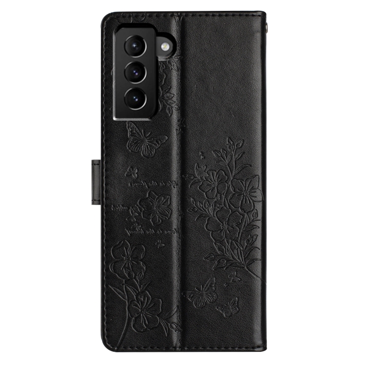 For Samsung Galaxy S22 5G Butterflies and Flowers Leather Phone Case(Black) For Samsung Galaxy S22 5G Butterflies and Flowers Leather Phone Case(Black)
