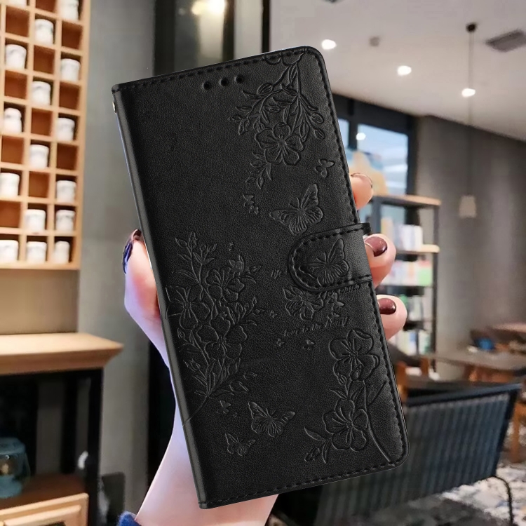 For Samsung Galaxy S22 5G Butterflies and Flowers Leather Phone Case(Black) For Samsung Galaxy S22 5G Butterflies and Flowers Leather Phone Case(Black)