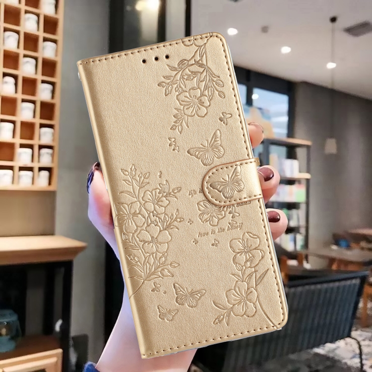 For Samsung Galaxy S24 Ultra 5G Butterflies and Flowers Leather Phone Case(Gold) For Samsung Galaxy S24 Ultra 5G Butterflies and Flowers Leather Phone Case(Gold)