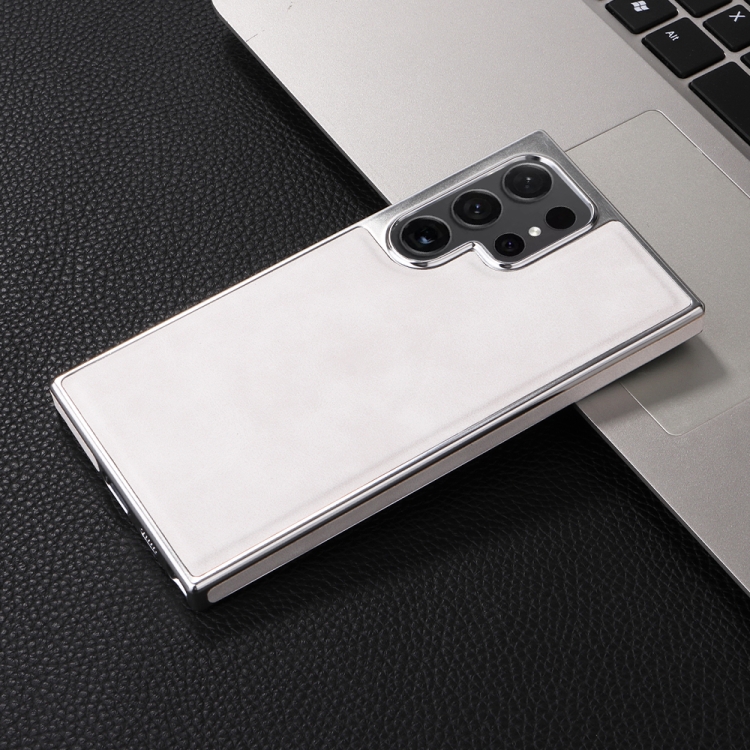 For Samsung Galaxy S24 Ultra 5G Electroplated Side PU Hybrid TPU MagSafe Phone Case(White) For Samsung Galaxy S24 Ultra 5G Electroplated Side PU Hybrid TPU MagSafe Phone Case(White)
