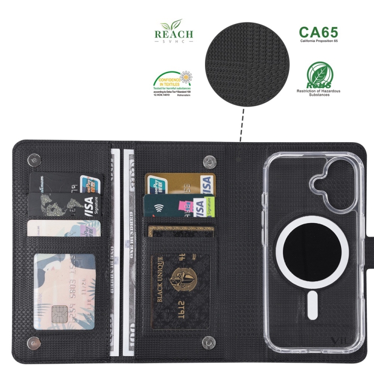 For iPhone 16 Pro ViLi GHA-C Series RFID MagSafe Magnetic Flip Leather Phone Case(Black) For iPhone 16 Pro ViLi GHA-C Series RFID MagSafe Magnetic Flip Leather Phone Case(Black)