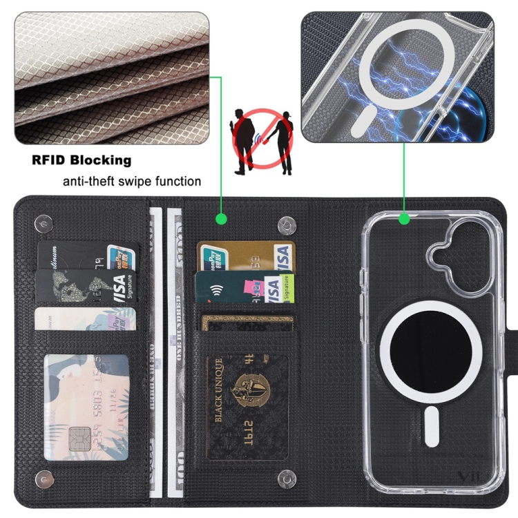 For iPhone 16 Pro ViLi GHA-C Series RFID MagSafe Magnetic Flip Leather Phone Case(Black) For iPhone 16 Pro ViLi GHA-C Series RFID MagSafe Magnetic Flip Leather Phone Case(Black)
