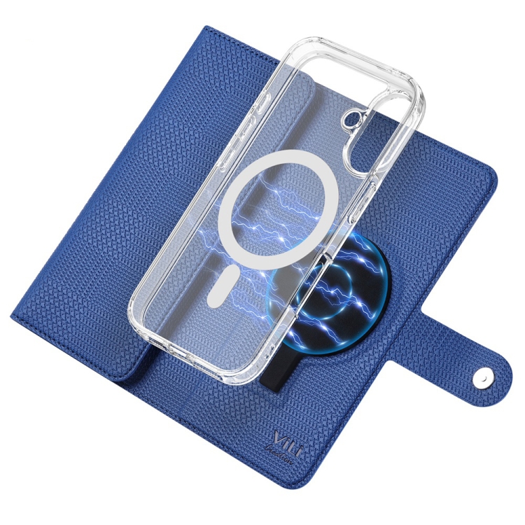 For iPhone 15 ViLi GHA-C Series RFID MagSafe Magnetic Flip Leather Phone Case(Blue)
