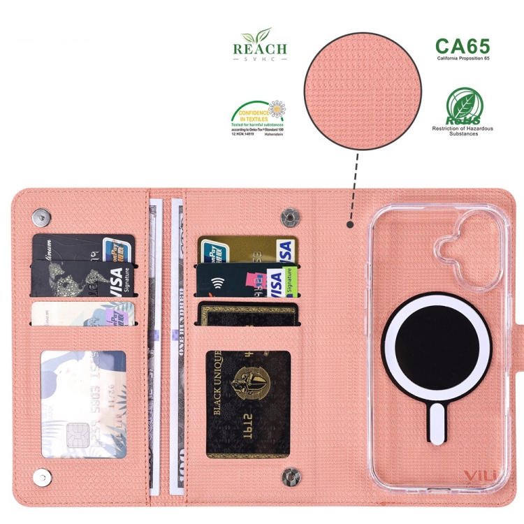 For iPhone 14 Pro ViLi GHA-C Series RFID MagSafe Magnetic Flip Leather Phone Case(Pink) For iPhone 14 Pro ViLi GHA-C Series RFID MagSafe Magnetic Flip Leather Phone Case(Pink)