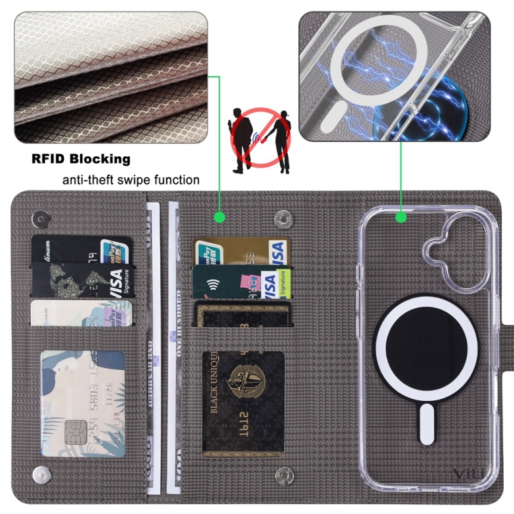 For iPhone 13 Pro Max ViLi GHA-C Series RFID MagSafe Magnetic Flip Leather Phone Case(Grey) For iPhone 13 Pro Max ViLi GHA-C Series RFID MagSafe Magnetic Flip Leather Phone Case(Grey)