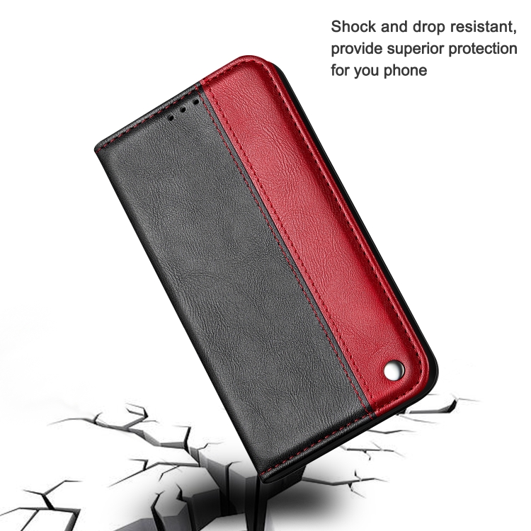 For iPhone 12 / 12 Pro Business Solid Color Stitching Horizontal Flip Leather Case with Holder & Card Slots(Red) For iPhone 12 / 12 Pro Business Solid Color Stitching Horizontal Flip Leather Case with Holder & Card Slots(Red)