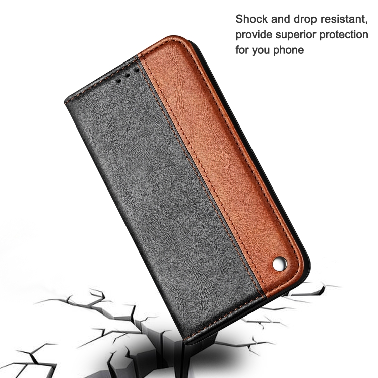 For Samsung Galaxy Note20 Business Solid Color Stitching Horizontal Flip Leather Case with Holder & Card Slots(Brown)