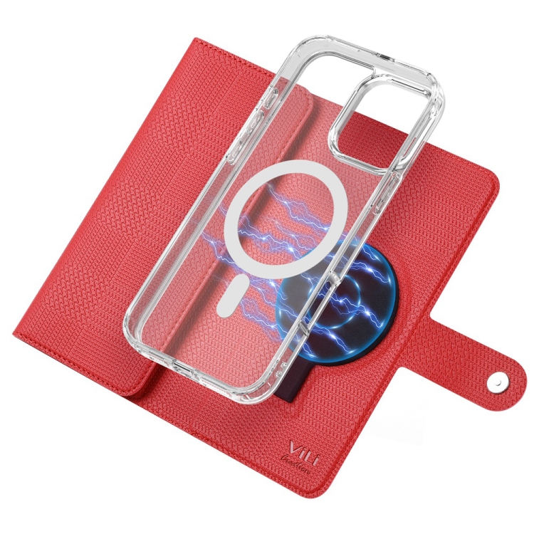 For iPhone 16 Pro ViLi GHB-C Series RFID MagSafe Magnetic Flip Leather Phone Case(Red) For iPhone 16 Pro ViLi GHB-C Series RFID MagSafe Magnetic Flip Leather Phone Case(Red)