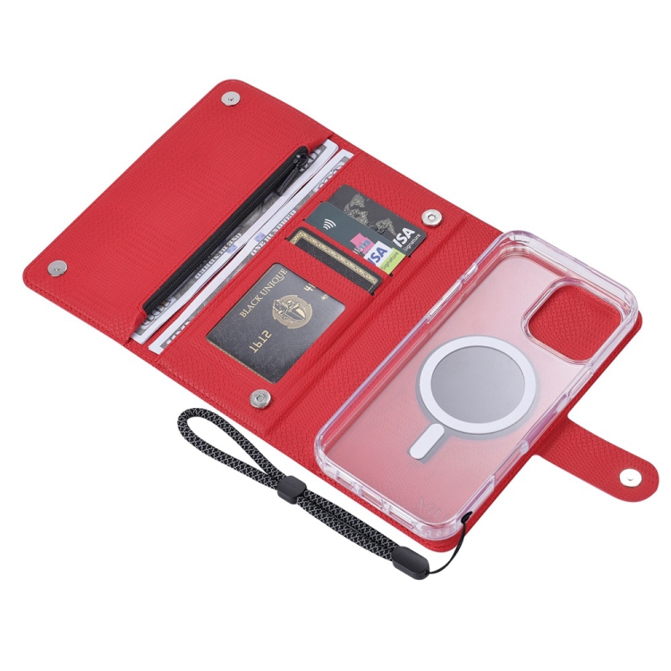 For iPhone 16 Pro ViLi GHB-C Series RFID MagSafe Magnetic Flip Leather Phone Case(Red) For iPhone 16 Pro ViLi GHB-C Series RFID MagSafe Magnetic Flip Leather Phone Case(Red)
