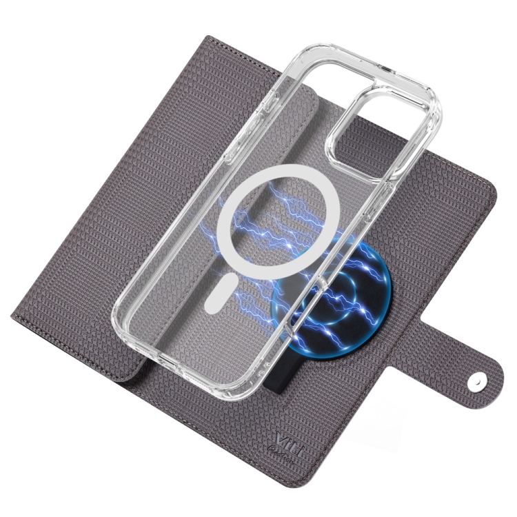 For iPhone 14 ViLi GHB-C Series RFID MagSafe Magnetic Flip Leather Phone Case(Grey) - 2