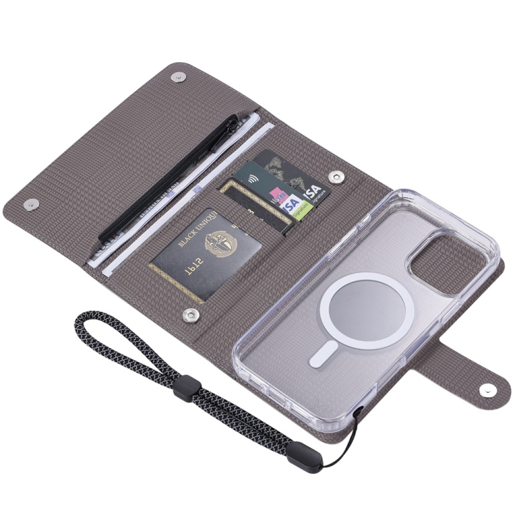 For iPhone 14 ViLi GHB-C Series RFID MagSafe Magnetic Flip Leather Phone Case(Grey) - 3