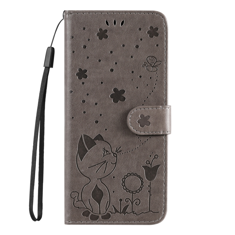 For Samsung Galaxy S25+ / S24+ 5G Cat and Bee Embossed Flip Leather Phone Case(Grey) For Samsung Galaxy S25+ / S24+ 5G Cat and Bee Embossed Flip Leather Phone Case(Grey)