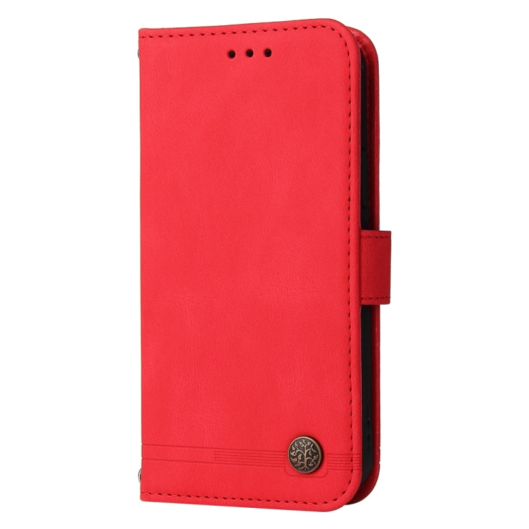 For Samsung Galaxy S25 5G Skin Feel Life Tree Metal Button Leather Phone Case(Red) For Samsung Galaxy S25 5G Skin Feel Life Tree Metal Button Leather Phone Case(Red)