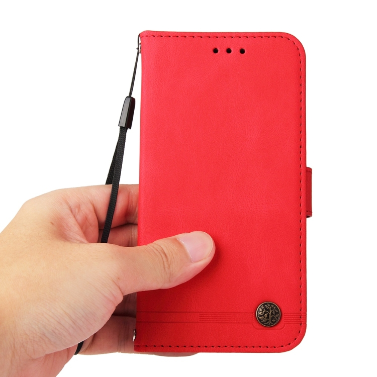 For Samsung Galaxy S25 5G Skin Feel Life Tree Metal Button Leather Phone Case(Red) For Samsung Galaxy S25 5G Skin Feel Life Tree Metal Button Leather Phone Case(Red)