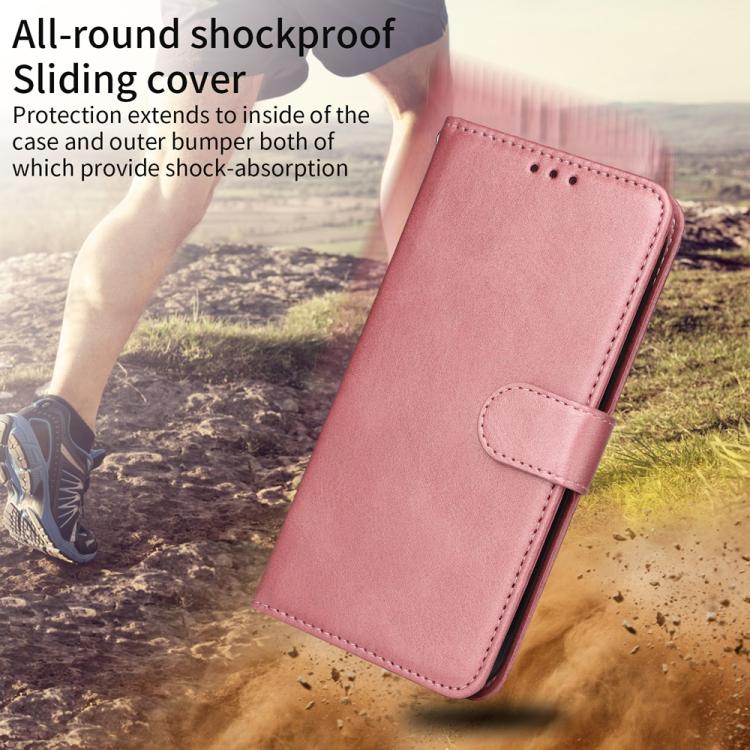 For Redmi Note 14 4G 164.84mm Classic Calf Texture Flip Leather Phone Case(Rose Gold)