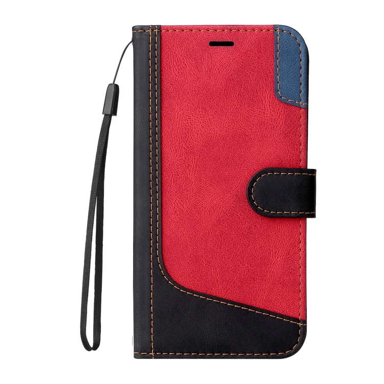 For Samsung Galaxy S24 FE 5G Three Color Splicing Leather Phone Case(Black) For Samsung Galaxy S24 FE 5G Three Color Splicing Leather Phone Case(Black)
