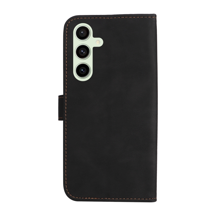 For Samsung Galaxy S24 FE 5G Three Color Splicing Leather Phone Case(Black) For Samsung Galaxy S24 FE 5G Three Color Splicing Leather Phone Case(Black)