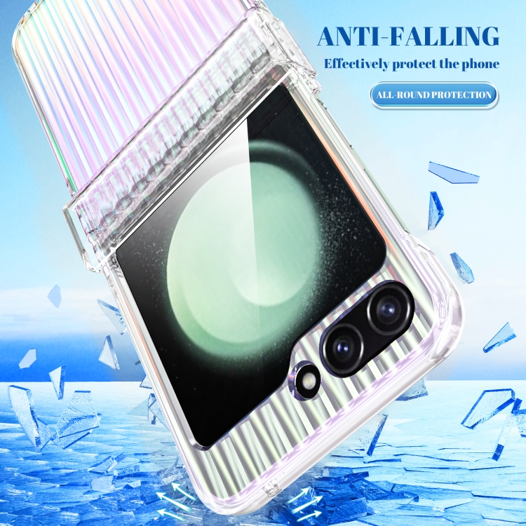 For Samsung Galaxy Z Flip6 5G Vertical Stripe Folding Center Shaft PC Phone Case(Transparent) For Samsung Galaxy Z Flip6 5G Vertical Stripe Folding Center Shaft PC Phone Case(Transparent)