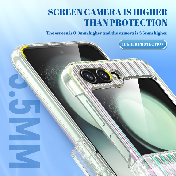 For Samsung Galaxy Z Flip6 5G Vertical Stripe Folding Center Shaft PC Phone Case(Transparent) For Samsung Galaxy Z Flip6 5G Vertical Stripe Folding Center Shaft PC Phone Case(Transparent)