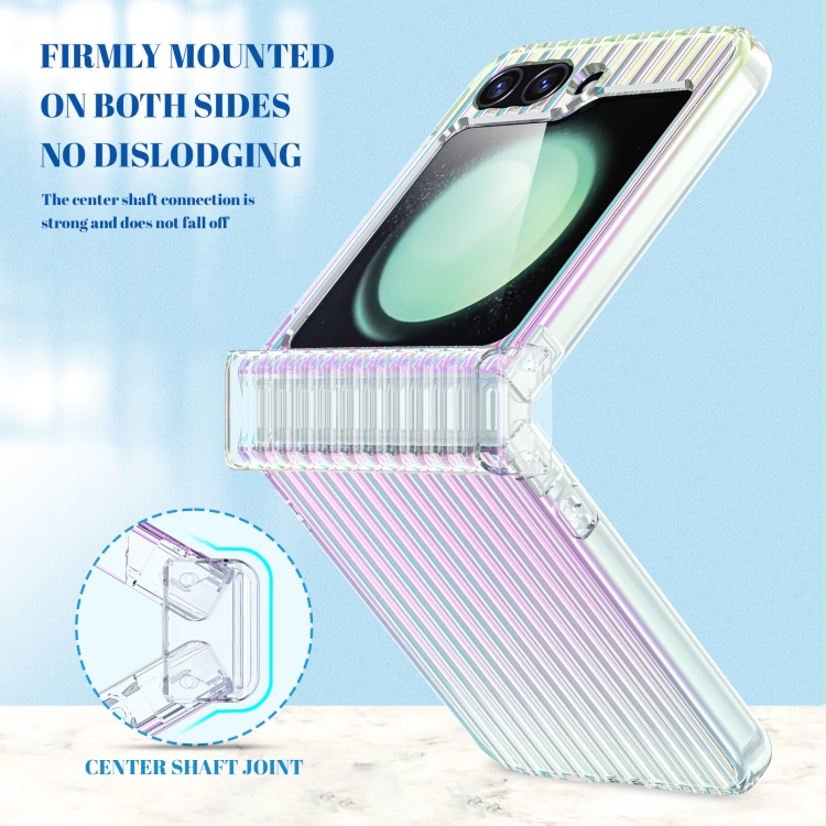 For Samsung Galaxy Z Flip6 5G Vertical Stripe Folding Center Shaft PC Phone Case(Transparent) For Samsung Galaxy Z Flip6 5G Vertical Stripe Folding Center Shaft PC Phone Case(Transparent)