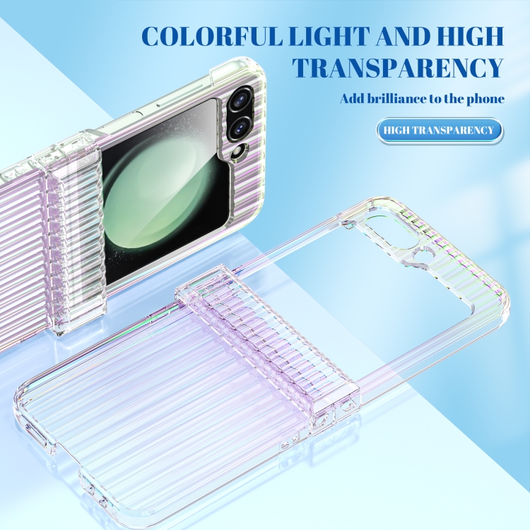 For Samsung Galaxy Z Flip6 5G Vertical Stripe Folding Center Shaft PC Phone Case(Transparent) For Samsung Galaxy Z Flip6 5G Vertical Stripe Folding Center Shaft PC Phone Case(Transparent)