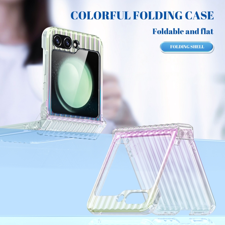 For Samsung Galaxy Z Flip6 5G Vertical Stripe Folding Center Shaft PC Phone Case(Transparent) For Samsung Galaxy Z Flip6 5G Vertical Stripe Folding Center Shaft PC Phone Case(Transparent)