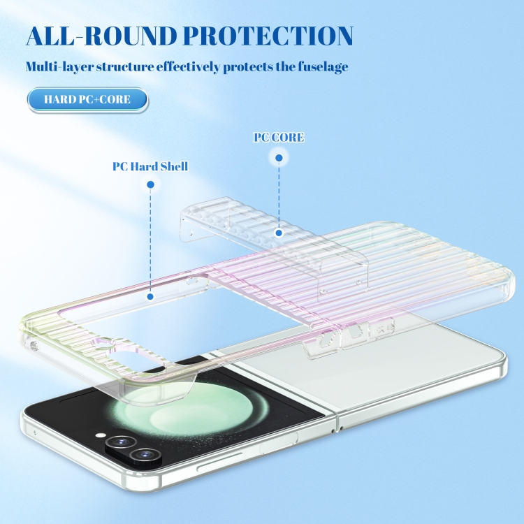 For Samsung Galaxy Z Flip6 5G Vertical Stripe Folding Center Shaft PC Phone Case(Transparent) For Samsung Galaxy Z Flip6 5G Vertical Stripe Folding Center Shaft PC Phone Case(Transparent)