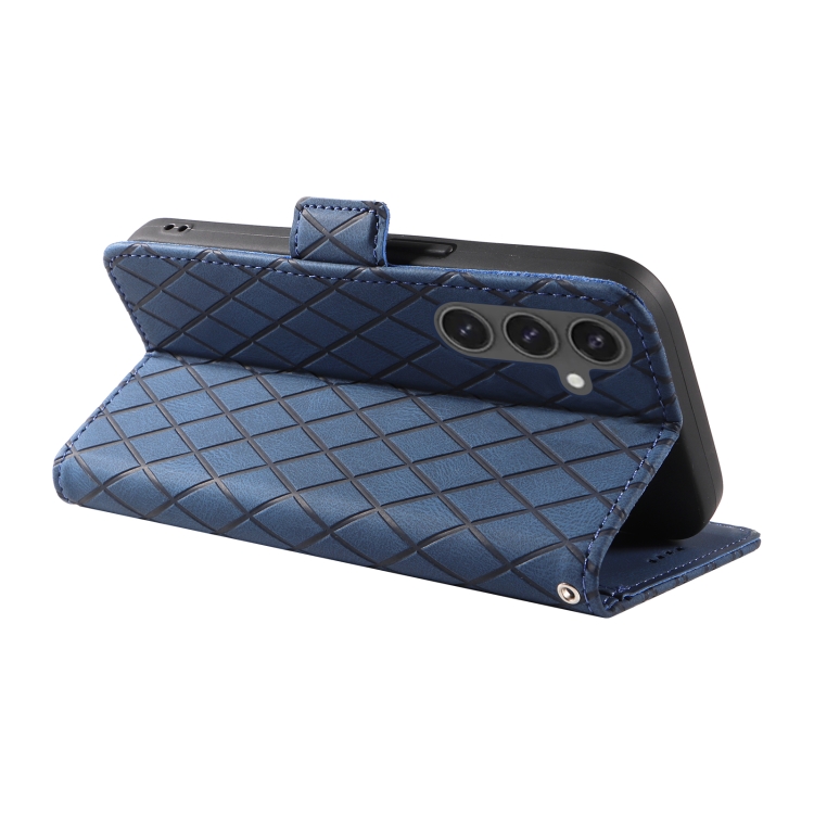 For Samsung Galaxy S24 FE 5G Dual-color Rhombic Lattice Leather Phone Case(Blue) For Samsung Galaxy S24 FE 5G Dual-color Rhombic Lattice Leather Phone Case(Blue)