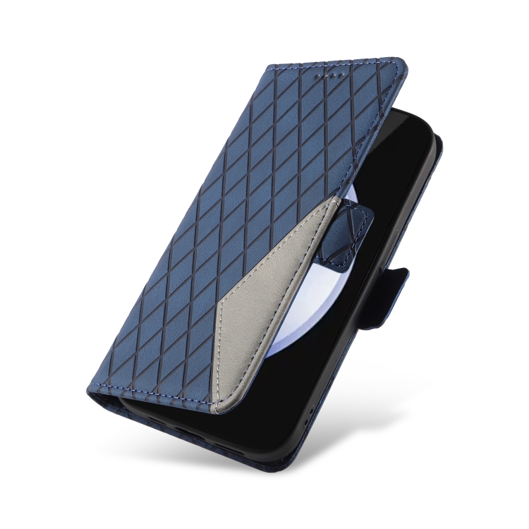 For Samsung Galaxy S24 FE 5G Dual-color Rhombic Lattice Leather Phone Case(Blue) For Samsung Galaxy S24 FE 5G Dual-color Rhombic Lattice Leather Phone Case(Blue)