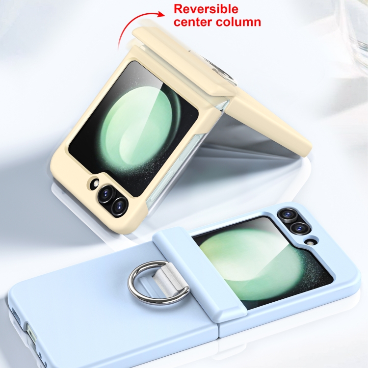 For Samsung Galaxy Z Flip6 5G TPU+PC Folding Center Shaft Phone Case with Ring(Transparent Black)