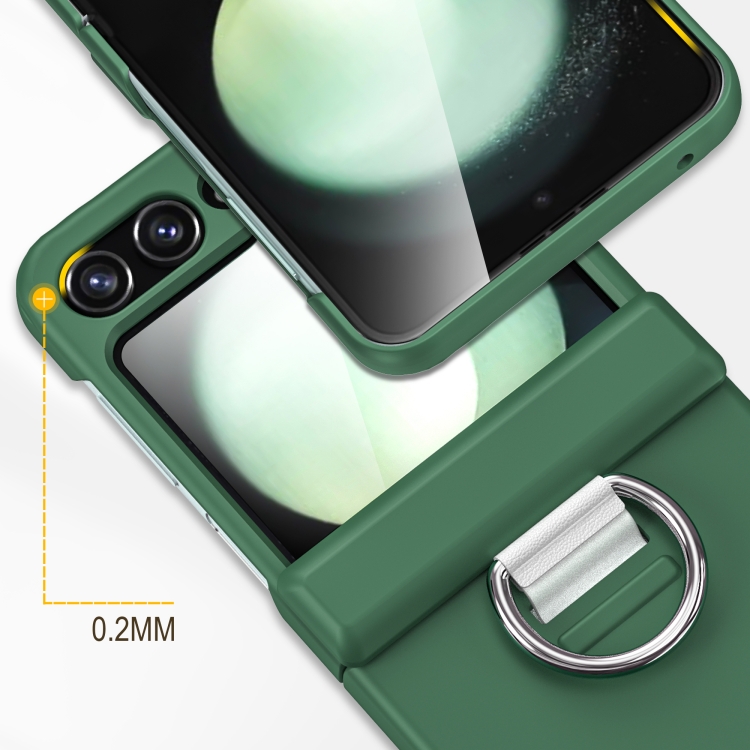 For Samsung Galaxy Z Flip6 5G TPU+PC Folding Center Shaft Phone Case with Ring(Transparent Black)