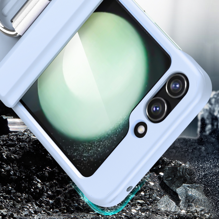 For Samsung Galaxy Z Flip6 5G TPU+PC Folding Center Shaft Phone Case with Ring(Transparent Black)