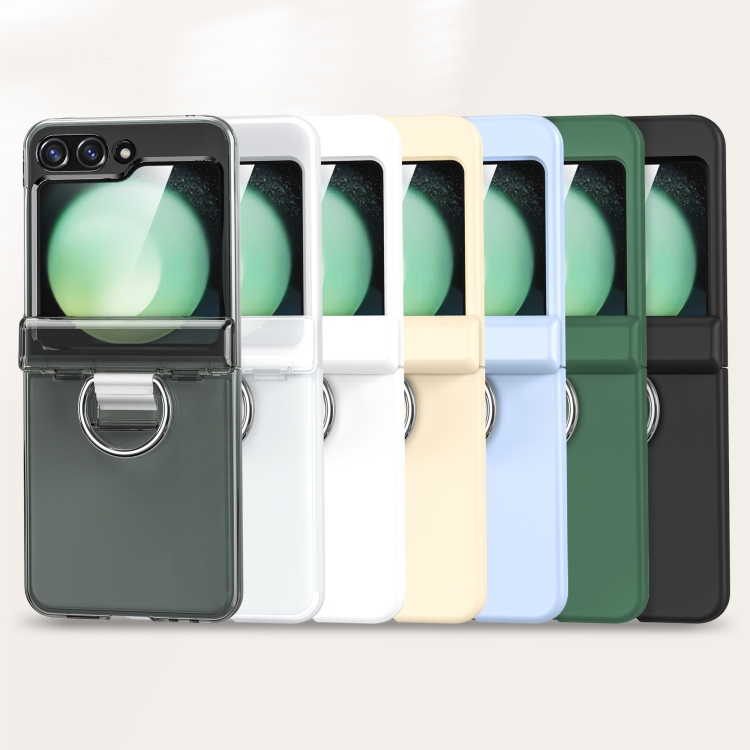 For Samsung Galaxy Z Flip6 5G TPU+PC Folding Center Shaft Phone Case with Ring(Transparent Black)