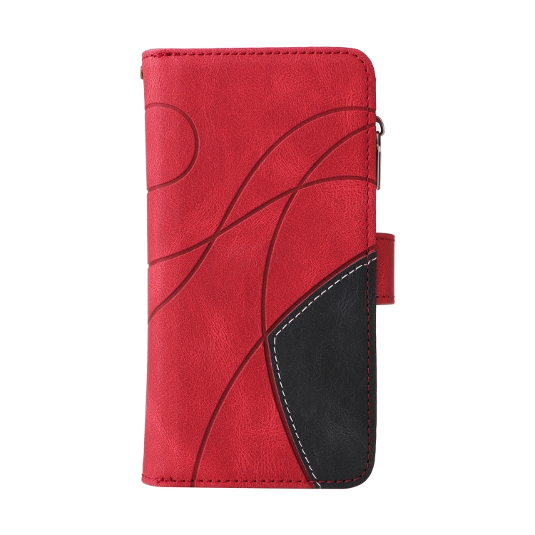 For iPhone 16 Pro Dual-color 9 Card Slots Zipper Wallet Leather Phone Case(Red) For iPhone 16 Pro Dual-color 9 Card Slots Zipper Wallet Leather Phone Case(Red)