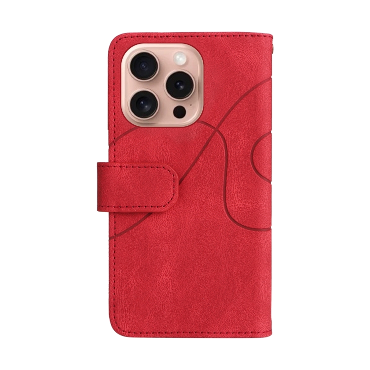 For iPhone 16 Pro Dual-color 9 Card Slots Zipper Wallet Leather Phone Case(Red) For iPhone 16 Pro Dual-color 9 Card Slots Zipper Wallet Leather Phone Case(Red)