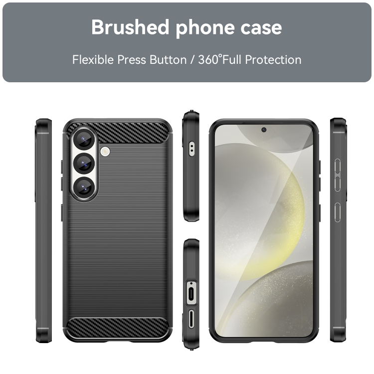 For Samsung Galaxy S25 5G Carbon Fiber Brushed Texture TPU Phone Case(Black) For Samsung Galaxy S25 5G Carbon Fiber Brushed Texture TPU Phone Case(Black)