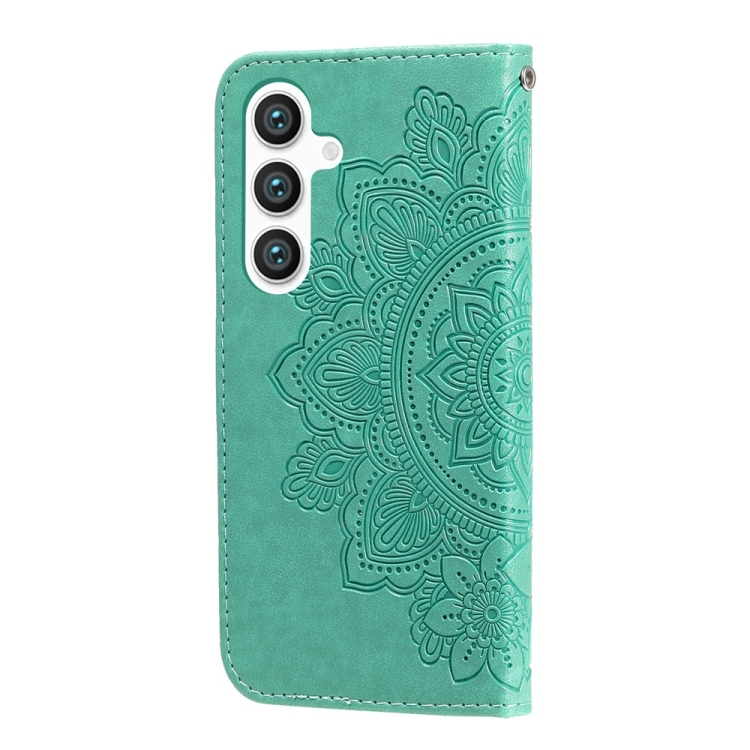 For Samsung Galaxy S25+ 5G Seven-petal Flowers Embossing Leather Phone Case(Green) For Samsung Galaxy S25+ 5G Seven-petal Flowers Embossing Leather Phone Case(Green)