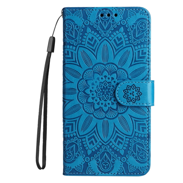 For Samsung Galaxy S24 FE 5G Embossed Sunflower Leather Phone Case(Blue) For Samsung Galaxy S24 FE 5G Embossed Sunflower Leather Phone Case(Blue)