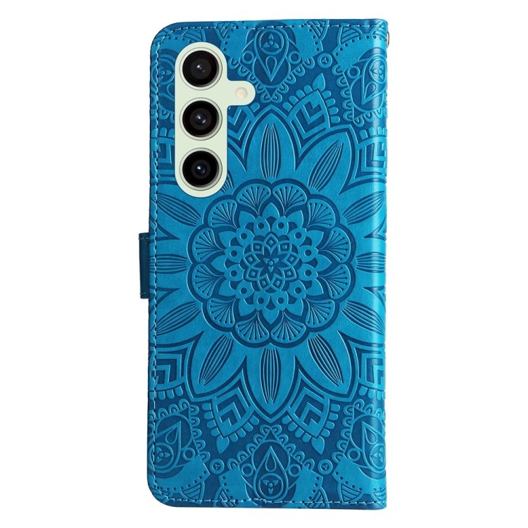 For Samsung Galaxy S24 FE 5G Embossed Sunflower Leather Phone Case(Blue) For Samsung Galaxy S24 FE 5G Embossed Sunflower Leather Phone Case(Blue)