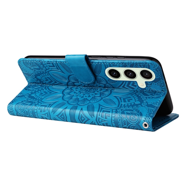 For Samsung Galaxy S24 FE 5G Embossed Sunflower Leather Phone Case(Blue) For Samsung Galaxy S24 FE 5G Embossed Sunflower Leather Phone Case(Blue)