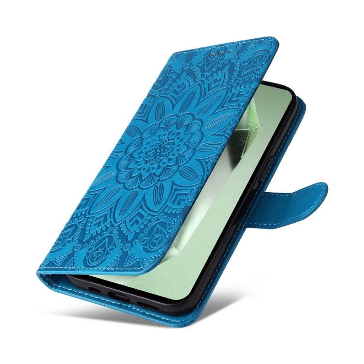 For Samsung Galaxy S24 FE 5G Embossed Sunflower Leather Phone Case(Blue) For Samsung Galaxy S24 FE 5G Embossed Sunflower Leather Phone Case(Blue)