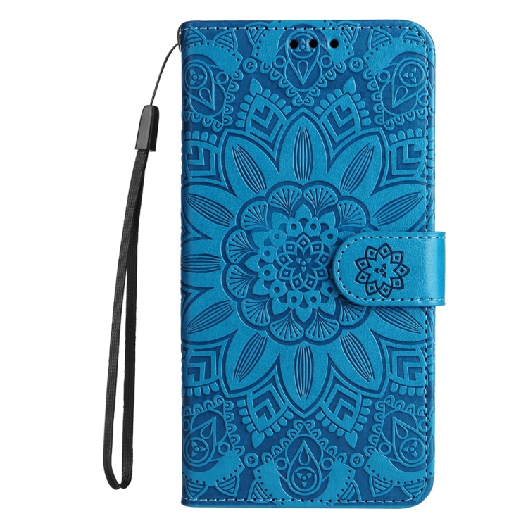 For Samsung Galaxy S25+ 5G Embossed Sunflower Leather Phone Case(Blue) For Samsung Galaxy S25+ 5G Embossed Sunflower Leather Phone Case(Blue)