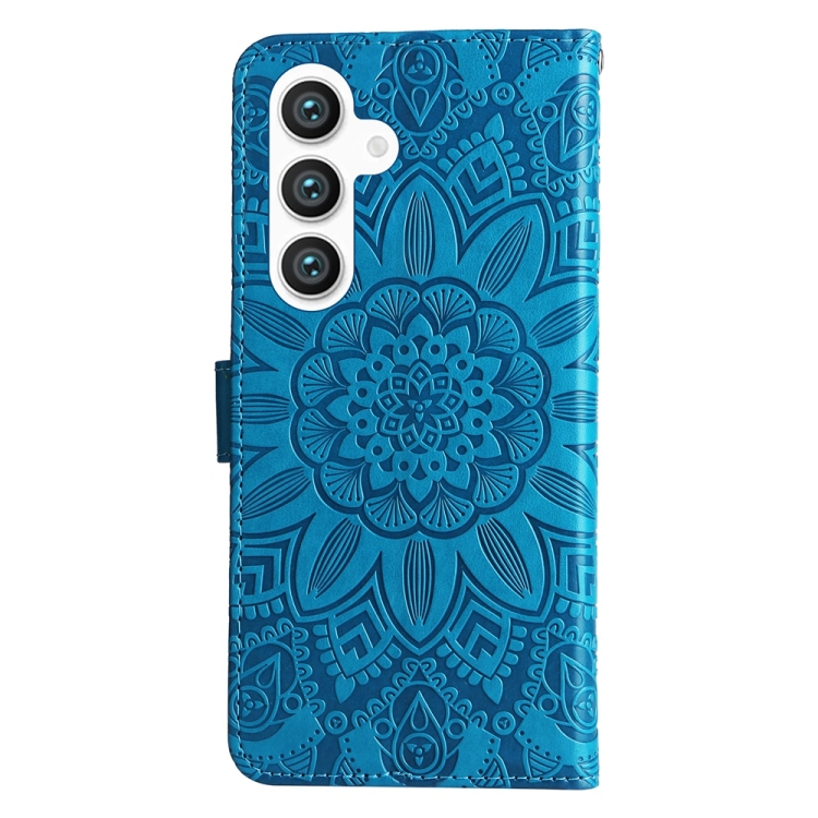 For Samsung Galaxy S25+ 5G Embossed Sunflower Leather Phone Case(Blue) For Samsung Galaxy S25+ 5G Embossed Sunflower Leather Phone Case(Blue)
