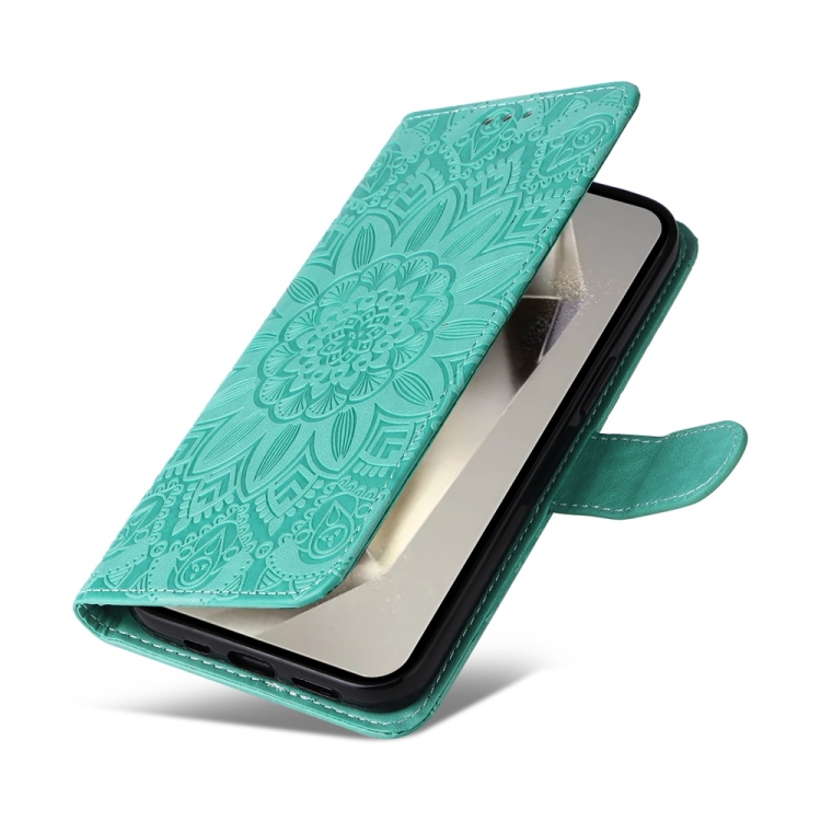 For Samsung Galaxy S25 Ultra 5G Embossed Sunflower Leather Phone Case(Green) For Samsung Galaxy S25 Ultra 5G Embossed Sunflower Leather Phone Case(Green)