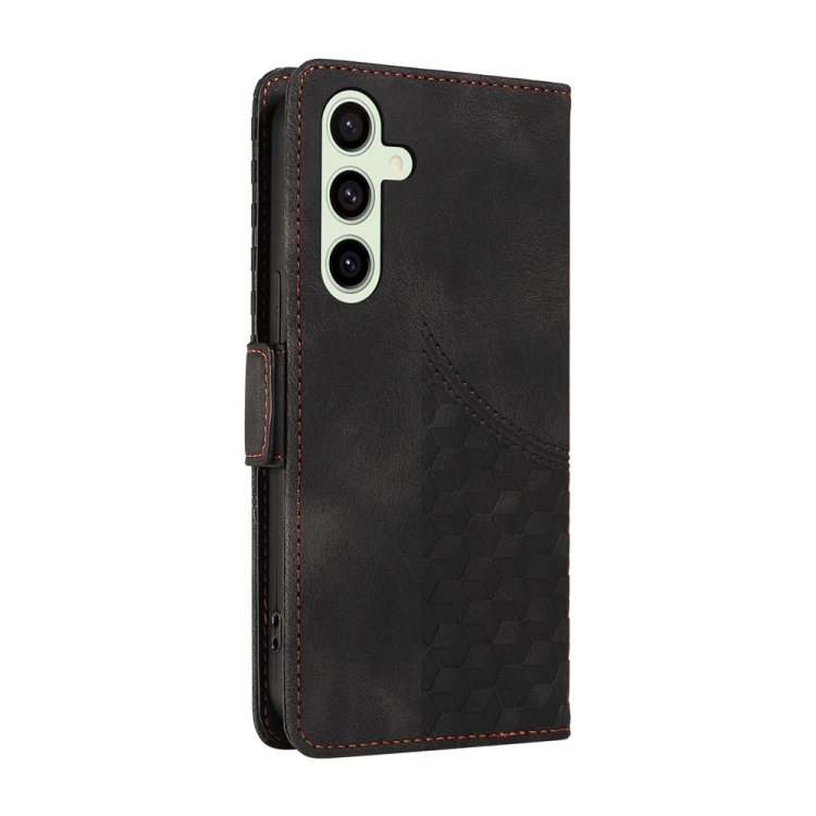 For Samsung Galaxy S24 FE 5G Embossed Rhombus Starry Leather Phone Case(Black) For Samsung Galaxy S24 FE 5G Embossed Rhombus Starry Leather Phone Case(Black)