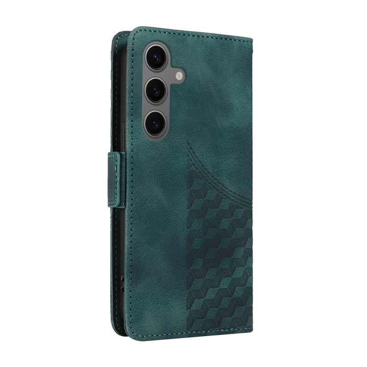 For Samsung Galaxy S25+ 5G Embossed Rhombus Starry Leather Phone Case(Green) For Samsung Galaxy S25+ 5G Embossed Rhombus Starry Leather Phone Case(Green)