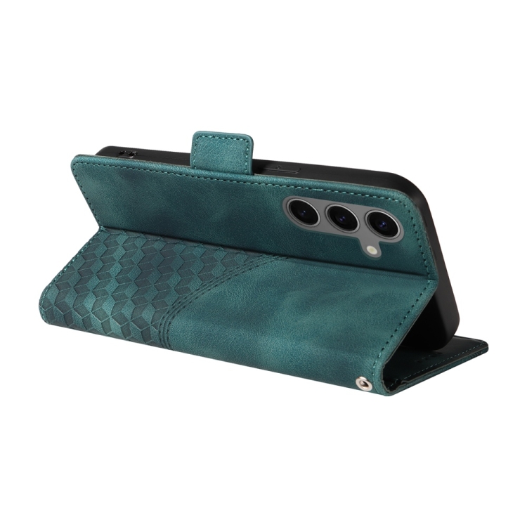 For Samsung Galaxy S25+ 5G Embossed Rhombus Starry Leather Phone Case(Green) For Samsung Galaxy S25+ 5G Embossed Rhombus Starry Leather Phone Case(Green)