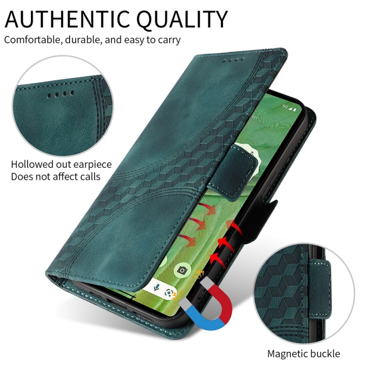 For Samsung Galaxy S25+ 5G Embossed Rhombus Starry Leather Phone Case(Green) For Samsung Galaxy S25+ 5G Embossed Rhombus Starry Leather Phone Case(Green)